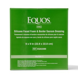 EQUOS 5-Layer Foam Wound Dressing, Gentle Silicone Adhesive, 5 Pack 9"x 9" Sacrum Dressings, Waterproof Wound Dressing Bandage for Wound Care