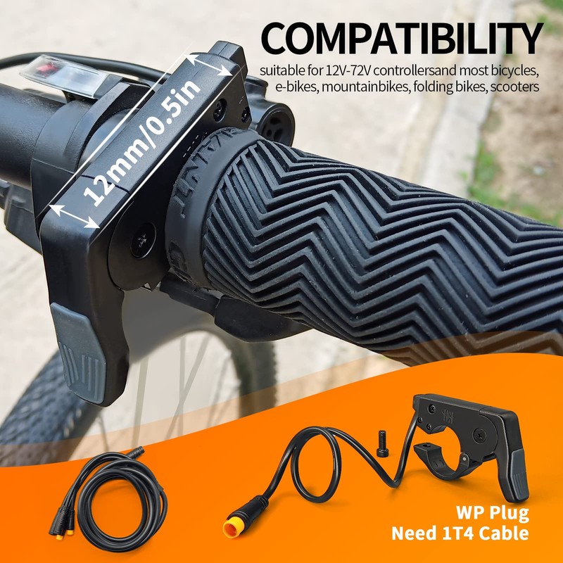 HUDAMZKY Ebike Quick Installation Thumb Throttle Compatible Left/Right Hand 36V/48V