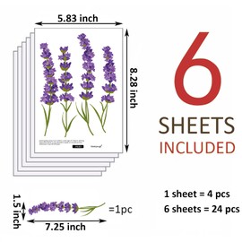 Maydahui 6 Sheets Lavender Flowers Wall Decals Garden Purple Floral Wall Corner Stickers(7.25 x 54 Inch) Peel Stick Removable Art Mural Decor for Living Room Nursery Bedroom