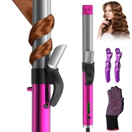 Rotating Curling Iron 1 1/4 Inch - Get Effortless Waves with Self Rotating Barrel, Auto Curler 1.25 Inch Hair Curler Hair Styling Irons Fast Heating Wand for Medium/Long Hair