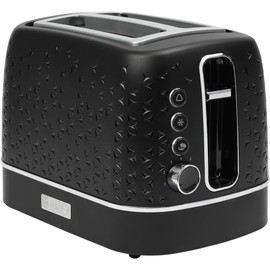 Haden Starbeck 2 Slice Wide Slot Stainless Steel Toaster with Adjustable Browning Control & Non-Slip Feet, Black & Chrome