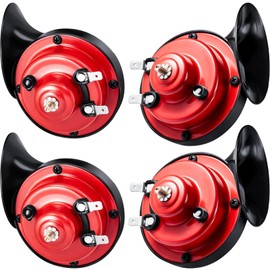 4 Piece 300DB Loud Train Horn for Truck Electric Snail Horns 12V High and Low Tone Waterproof Auto Air Single with Brackets Screws Car Motorcycle