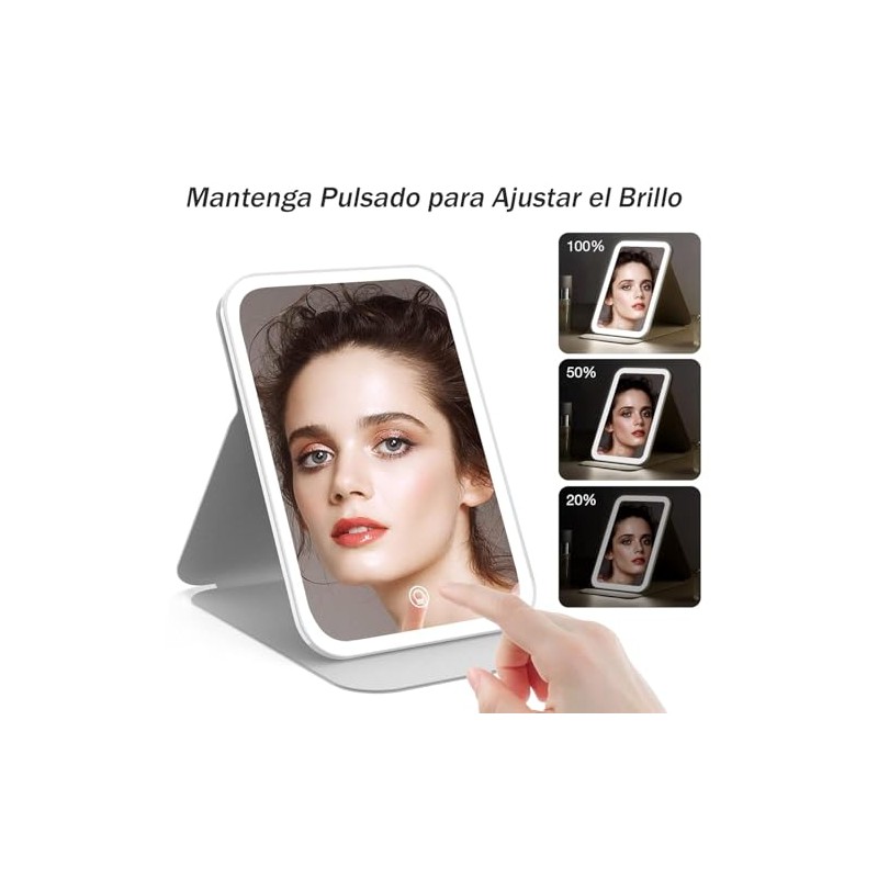 Espejo de Maquillaje, Espejo Cosmético con Iluminación LED Ajustable