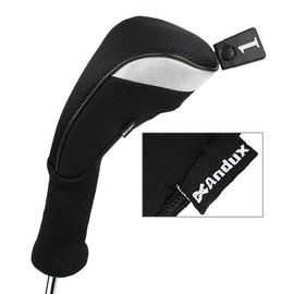 Andux Golf 460cc Driver Wood Head Covers with Long Neck and Interchangeable No. Tags Pack of 5 (Black, MT/MG37)