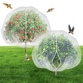 Fruit Tree Netting with 2-Way Zipper & Drawstring - 6.4'x6.4' Garden Plant Net Pest Barrier to Prevent Cicadas Bird Squirrel Deer - Protection for Blueberry Tomato with Fine Mesh Insect Cover (2 Pack)