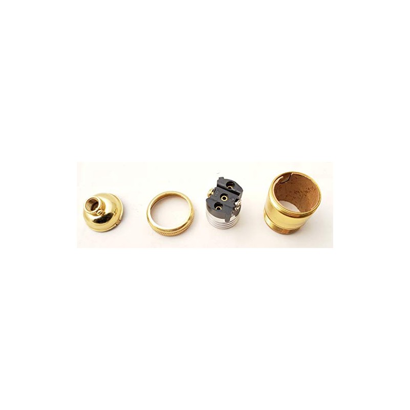 B&P Lamp® Heavy Turned Brass Keyless Sockets, Polished and Lacquered