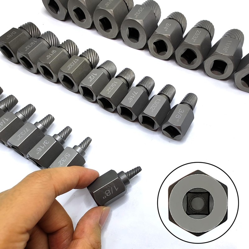 JEUCLEL 27PCS Multi-Spline Screw Extractor Set, 3/8" Inch Adaptor Easy