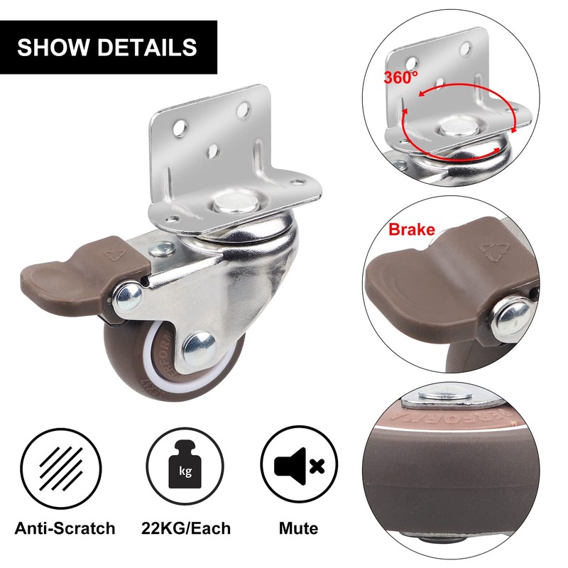 DBREAKS Swivel castors set, 38 mm x 4, TPE, L