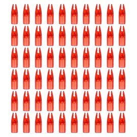 PATIKIL Archery Arrows Nocks 7mm, 60 Pcs Plastic Glue on Arrow Nock Replacement for Hunting Arrows Compound Bow Recurve Bow, Transparent Red