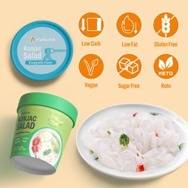 Hethstia Konjac Noodle Salad Cup, 6-Pack Ready-to-Eat Shirataki Noodles Salad Vinaigrette & Wasabi Sesame Flavor, Low-Carb, Gluten-Free, Sugar-Free, Keto & Vegan, Quick, Healthy Meal