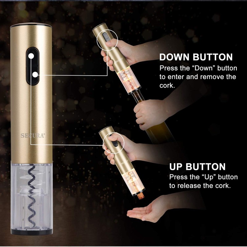 Secura Electric Wine Opener, Automatic Bottle Corkscrew Opener with Foil