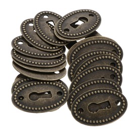Angoily Antique Brass Decorative Keyhole Cover Oval Alloy Keyhole Escutcheon Cover for Dresser Drawer Cabinet 20pcs