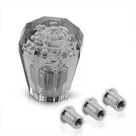 AJP Distributors M8 M10 M12 x 1.25 / M10 x 1.5 Thread Universal 2.5" 60mm Diamond Bubble Shift Knob, M8x1.25 M10x1.25 M10x1.5 M12x1.25 JDM VIP M/T Manual Stick Gear Lever Screw On Adapter Nut Black
