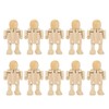 Wooden Robot, 10PCS Unfinished Wooden Robot Adjustable Figures Nature Bodies