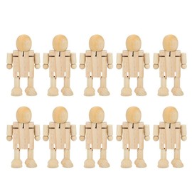 Wooden Robot, 10PCS Unfinished Wooden Robot Adjustable Figures Nature Bodies Joint Wooden Puzzle Building Craft Kit Wood People Shapes Figures for DIY Painting Arts Crafts (4.3x2.6x1.6in)