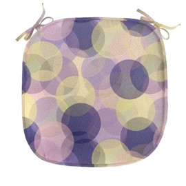 Lunarable Modern Chair Seating Cushion Set of 2, Colorful Seamless Abstract Geometrical Circles Image Art, Seat Pads for Office with Anti-Slip Backing, 16"x16", Pale Yellow Dark Blue