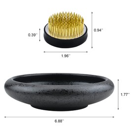 CRAFFANCY Flower Arrangement Supplies, Deep Round Ceramic Ikebana Flower Vase with 5cm Kenzan Flower Frog for Floral Arrangement Home Decoration, Black Spotted