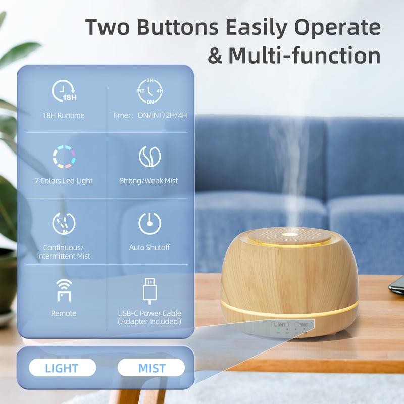 ASAKUKI 300ML Essential Oil Diffuser with Top 10 Oil Set