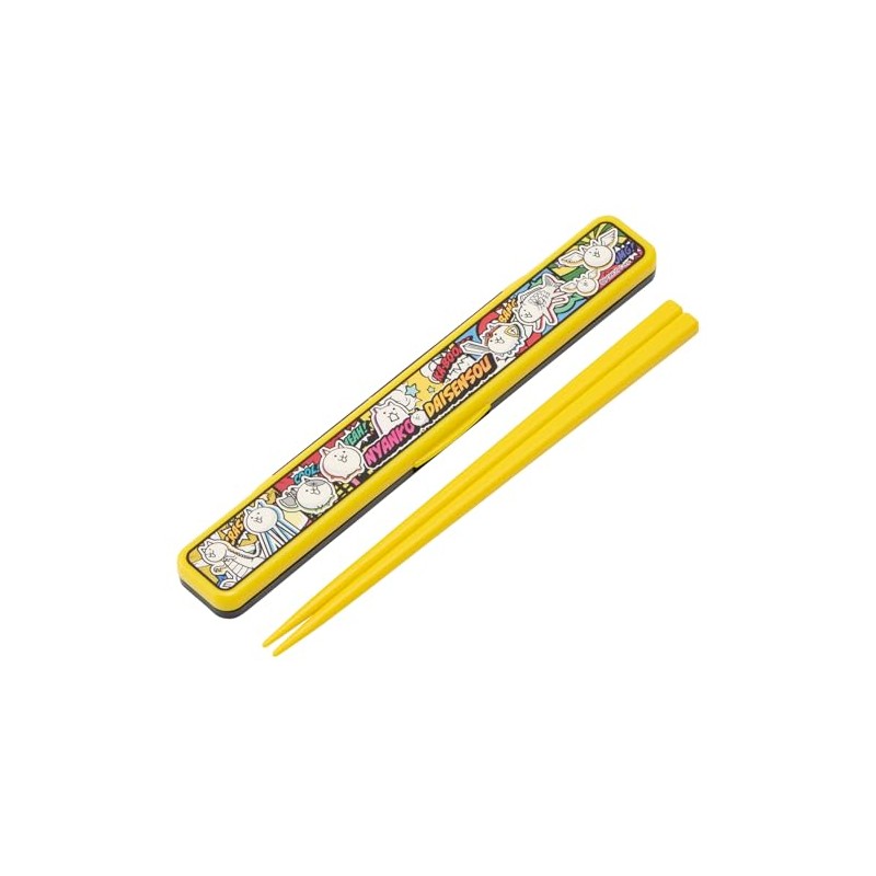 Skater ABC3-A Cat War 26 Chopsticks & Chopsticks Case Set,