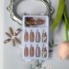 Almond Press on Nails Medium Length Fake Nails Brown False