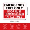 Emergency Exit Only Signs Sticker，Self Adhesive UV, Weather, Scratch, Water