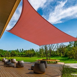 KANAGAWA Sun Shade Sail 10'x13' Rust Red Rectangle UV Block Canopy Awning Shelter Fabric Cloth Screen for Outdoor Patio Garden Backyard Activities