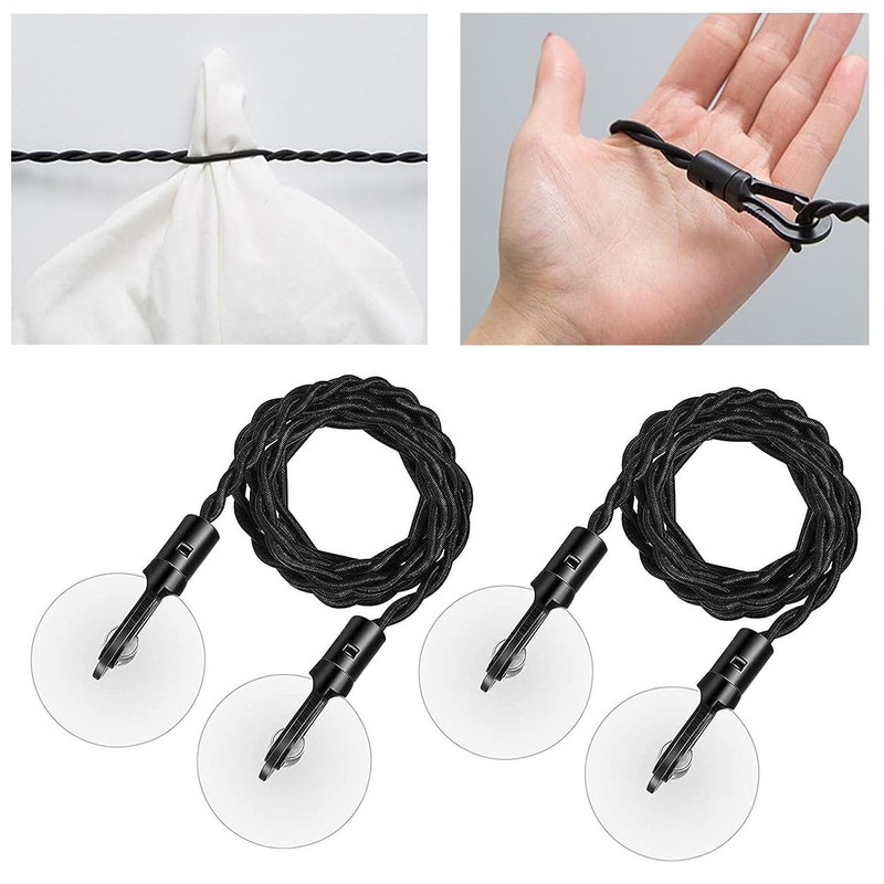 Pvieked 2 Pcs Travel Clothesline, Portable Retractable Clothesline with Hooks