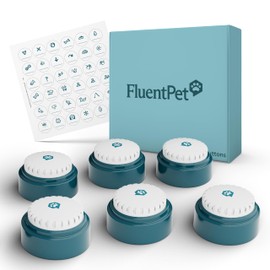 FluentPet Speak Up Button 6 Pack with Clearer Upward-Facing Sound- 6 Recordable Buttons with Batteries Included & Premium Audio for Dogs & Cats - Easy-to-Press Training Dog Buttons for Communication