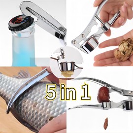 KINTEGOOD 5 in 1 Garlic Press Stainless Steel, Multi-Use Garlic Press Garlic Mincer Garlic Crusher Garlic Chopper Garlic Press Rocker Kitchen Gadgets