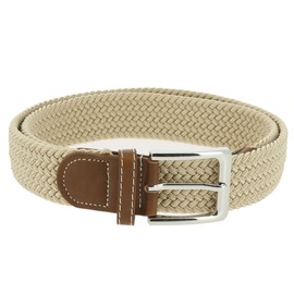 FASHIONGEN - Elastic Leather Belt Braided Stretch Belt for Men and Women, PERDERSEN, beige