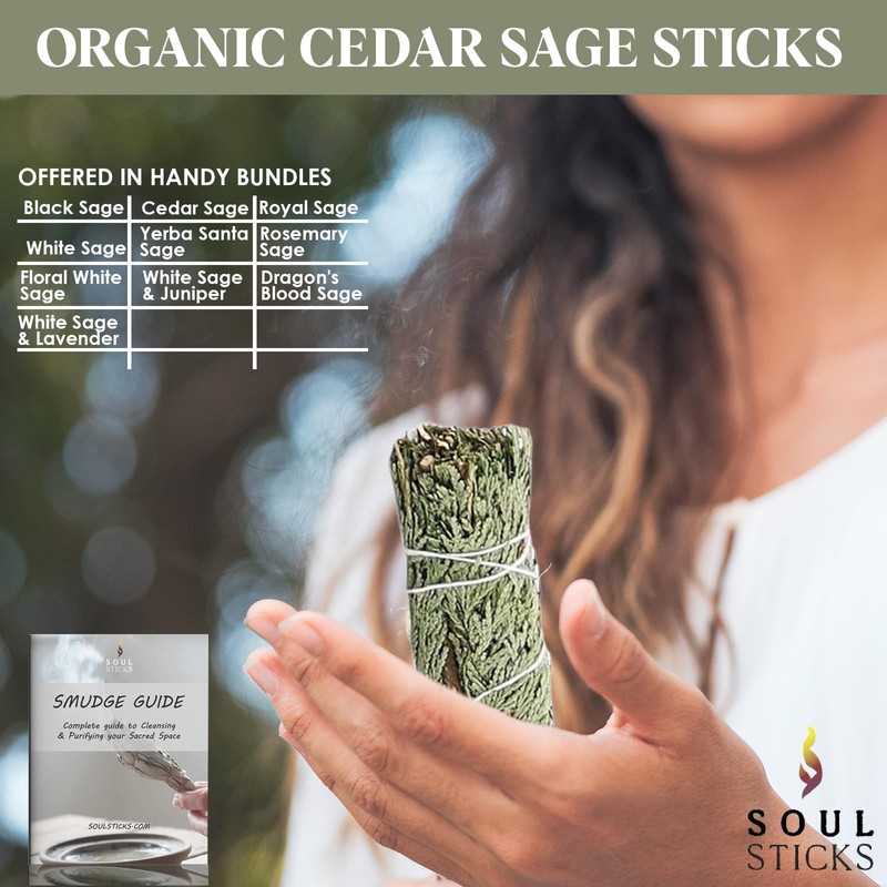 Soul Sticks 1 Pack 9 Inch Organic Cedar Sage Smudge
