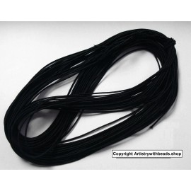 Artistrywithbeads.shop 1mm Nylon Coated Round Elastic Cord Stretch Beading Mala String Black 75 ft M028