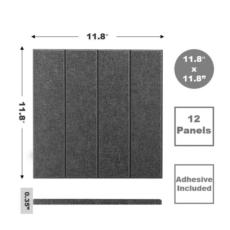 Felt Wall Panels Interior Peel & Stick Sound Absorbing 12