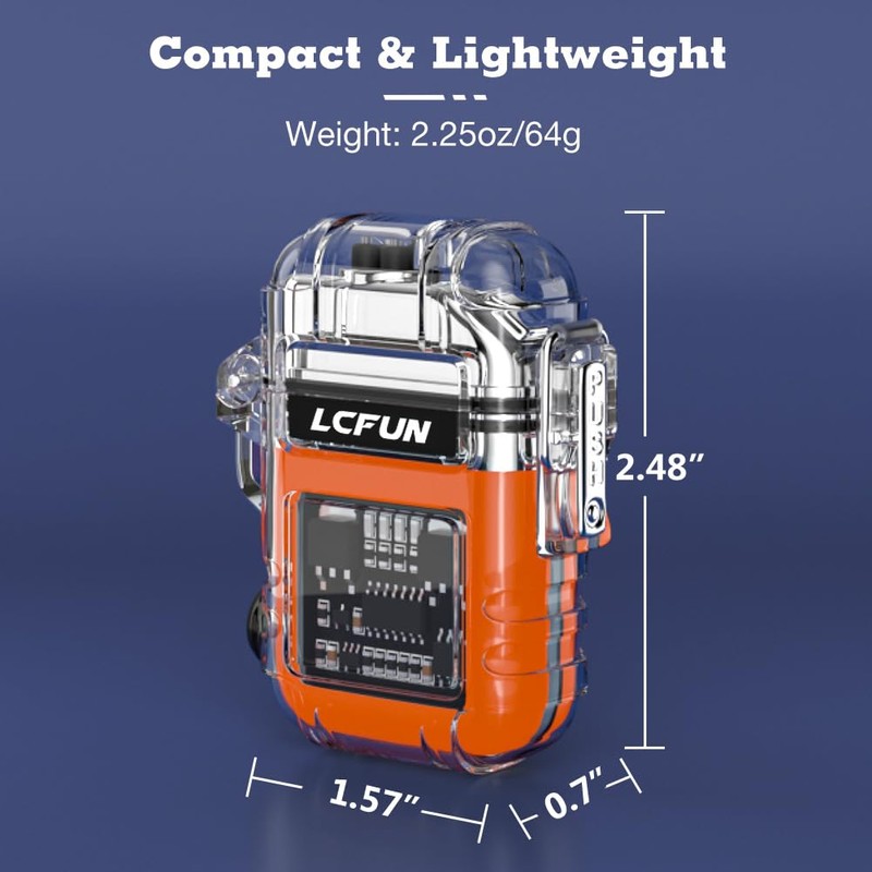 LcFun USB Rechargeable Electric Lighter with COB Flashlight,Windproof Plasma Dual