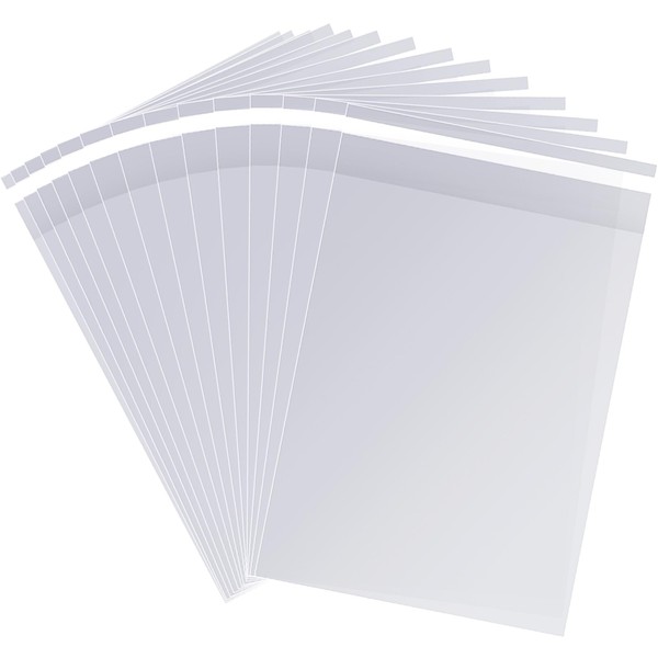 MORIDA Clear Cellophane Bags 50 Pcs 12x16 inch Self Adhesive