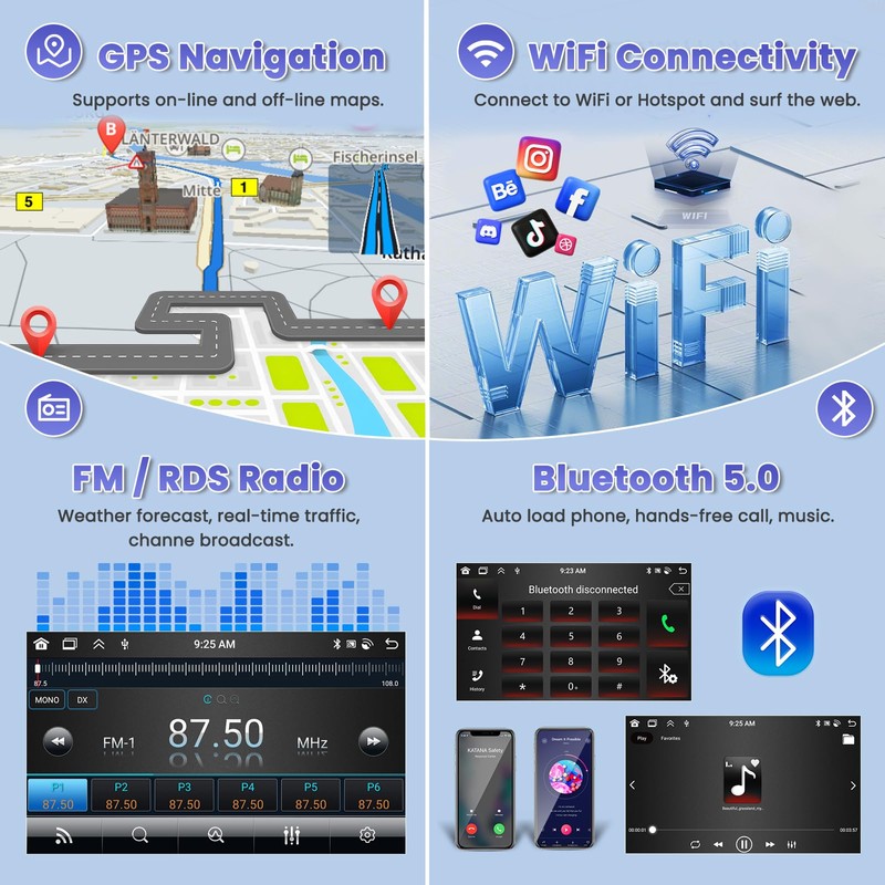 5G WiFi [8-Core 4+64G] Hikity Android 15 for KIA Cerato