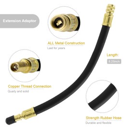 Tire Valve Extension, 8.25 Inch Flexible Valve Stem Extenders with Brass Schrader Tire Valve Extension Adaptor Compatible for Cars Truck Motorcycle Bike Scooter(2 Pack)