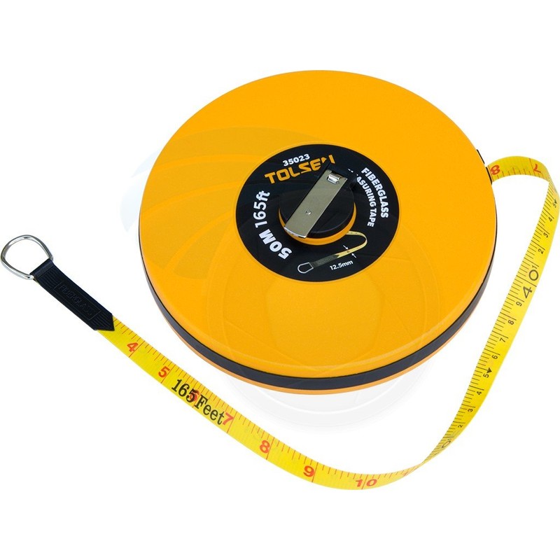 TOLSEN 50M 165FT Constriction Imperial Metric Fiberglass Measuring Tape Reel