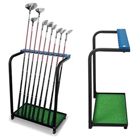 Nisorpa Golf Club Organizer Rack Golf Club Display Stand Rack Holder Shelf Golf Putter Rack Holder Stand Metal Golf Club Stand 9 Putters with Artificial Grass Mat