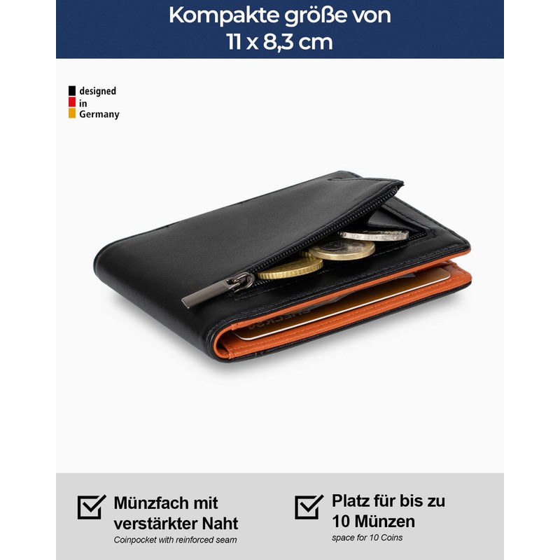 Lederhand iSlim XL, black/orange, Modern