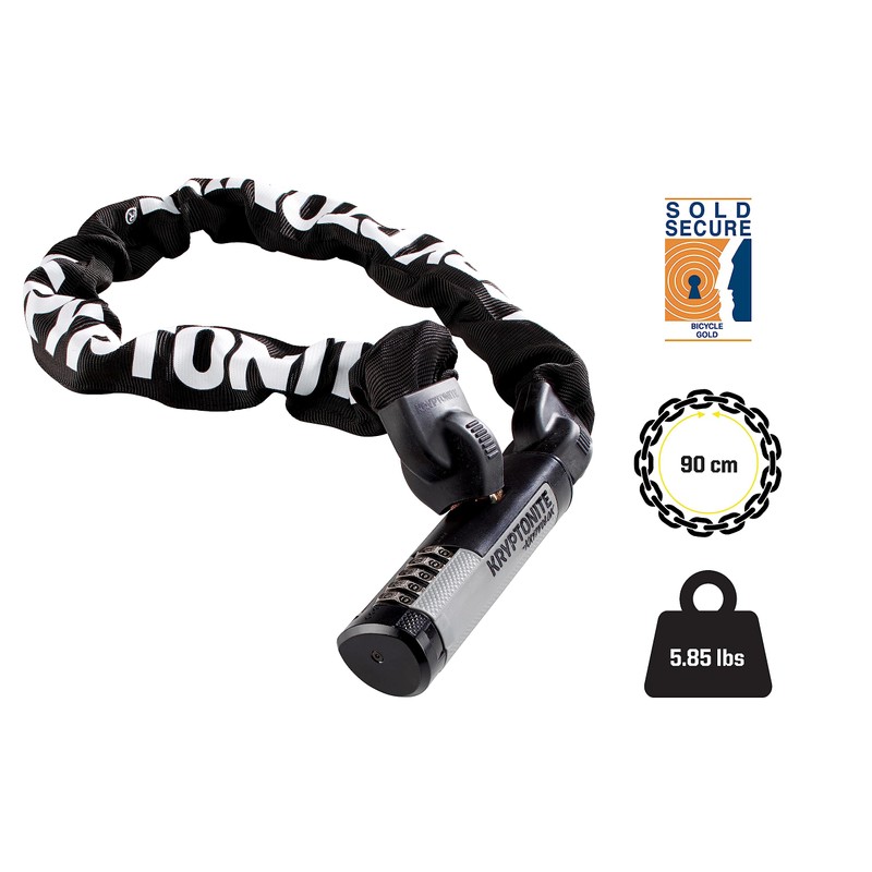 Kryptonite Kryptolok 990 Combo Bike Chain Lock, 3 Feet Long