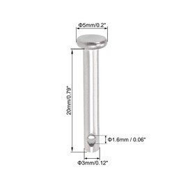 sourcing map Pack of 10 Pin Fork Bolts Hinge Pin Single Hole 3 mm x 20 mm Cotter Pin Flat Head 304 Stainless Steel Connection