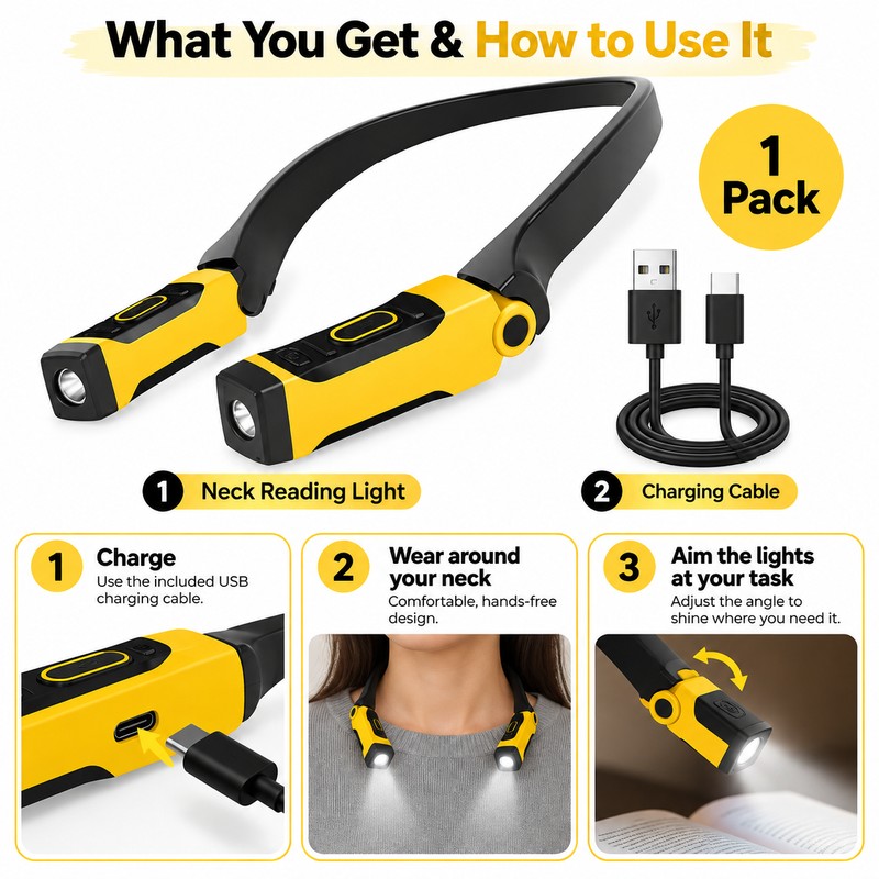 Rechargeable LED Neck Reading Light for Hands-Free Tasks – 2