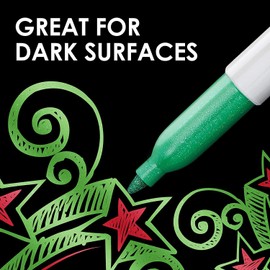 Sharpie Metallic Permanent Markers, Fine Point, Ruby Red & Emerald Green, 2 Count