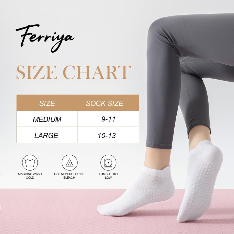4 Pairs Grip Socks for Yoga, Non Slip Sticky Socks