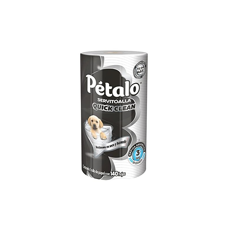 Pétalo Quick Clean, Servitoalla con 140 Hojas Dobles, Rápida Absorción