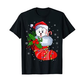 Funny Havanese Dog In Christmas Socks Santa Havanese Xmas T-Shirt for Men Women Kids