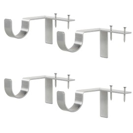 Silver Tap Bracket - No Drill Curtain Rod Bracket 1" Curtain Rod, Heavy Duty Adjustable Curtain Rod Holders, Quick Hang No Damage Screwless Curtain Rods Brackets for Home Window and Door (Silver,4pcs)