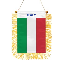 Italy Fringy Hanging Flag Double Sided Small Mini Italy Flag Door Window Car Rearview Mirror Decoration 4x6 Inch with Suction Cup