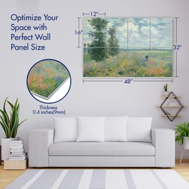 PINWELIFE® Wall Art Acoustic Panels, Sound Proof Absorbing Panels for Home/Office, Decorative Absorbing Dampening, Noise and Echo Cancelling (48"x32", Monet_Poppy Fields)